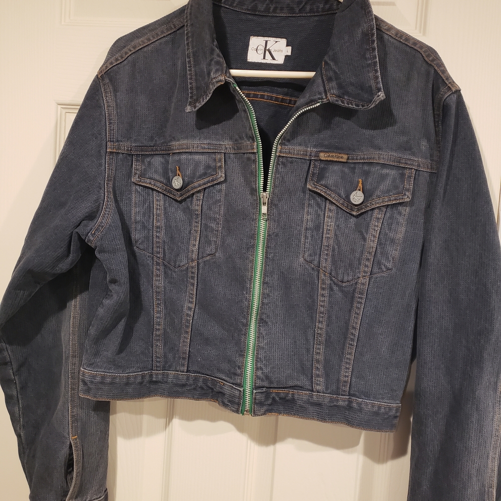 Vintage Calvin Klein Ribbed Corduroy Jacket - Green Zipper * Made In USA * Large
